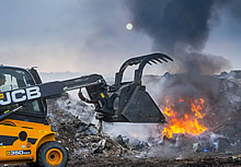JCB digger and fire