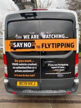 Council vehicle with fly tipping messages