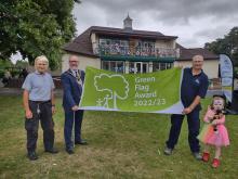 The Green Flag Award is displayed at Hednesford Park The Green Flag Award is displayed at Hednesford Park