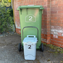 Green bin and grey caddy