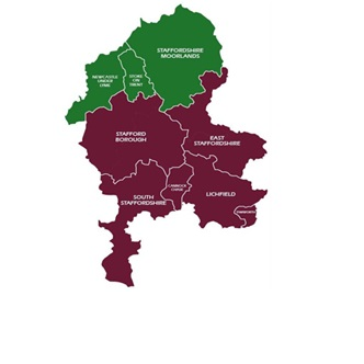 Staffordshire map showing proposed area split