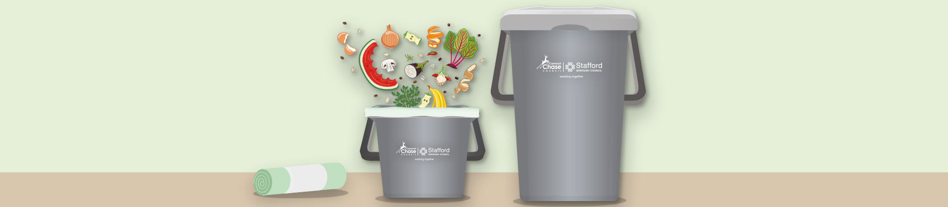 graphical decorative image of food waste bin