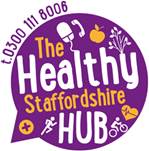 The Healthy Staffordshire Hub logo and telephone number
